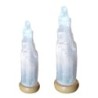 Lampe en cristal de Selenite avec socle bois en boite individuelle avec cordon et ampoule. Plusieurs tailles.