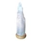 Lampe en cristal de Selenite avec socle bois en boite individuelle avec cordon et ampoule. Plusieurs tailles.