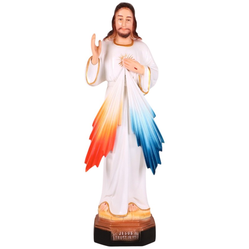 Statue Christ Miséricordieux en fibre de verre, en couleur, pour intérieur/extérieur. Plusieurs tailles.