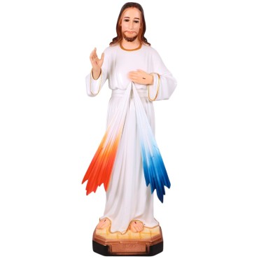 Statue Christ Miséricordieux en fibre de verre, en couleur, pour intérieur/extérieur. Plusieurs tailles.