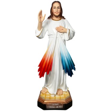 Statue Christ Miséricordieux en fibre de verre, en couleur, pour intérieur/extérieur. Plusieurs tailles.