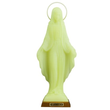 Statue fluorescente moulée de la Vierge Miraculeuse, Hauteur 29 cm..