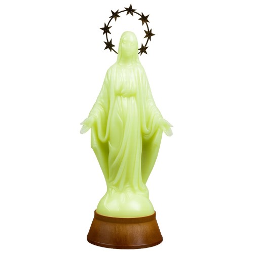 Statue fluorescente moulée de la Vierge Miraculeuse, Hauteur 30 cm..