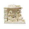 Nativité en résine dans cabane H. 4,8 cm en boite..