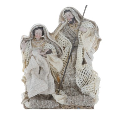 Nativité en résine et tissu H. 16.5 cm