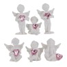 Boite de 12 anges en resine avec coeur - H. 4-7 cm (2 assortiments de 6 anges differents).