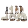 Animaux peints en resine pour creche, boite de 8 animaux assortis. Differentes tailles..