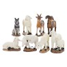 Animaux peints en resine pour creche, boite de 8 animaux assortis. Differentes tailles..