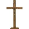 Crucifix à poser ou a accrocher en bois avec Christ en doré antique, avec socle amovible. Plusieurs tailles.