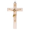 Crucifix en bois clair avec Christ en résine style bois, style bois..