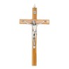 Crucifix en bois d´olivier avec Christ en métal couleur argentée.