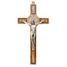 Croix de saint Benoit en bois d´olivier et Christ en métal argentée, plusieurs tailles...