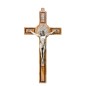 Croix de saint Benoit en bois d´olivier et Christ en métal argentée, plusieurs tailles...