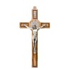 Croix de saint Benoit en bois d´olivier et Christ en métal argentée, plusieurs tailles...