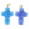 Pendentif croix en veritable verre de Murano H. 3 cm. Livre en boite.