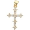 Croix de cou façon baroque dorée supérieur avec zircons, H. 2.2 cm.
