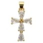 Croix de cou dorée supérieur avec zircons, H. 2.1 cm.