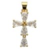 Croix de cou dorée supérieur avec zircons, H. 2.1 cm.