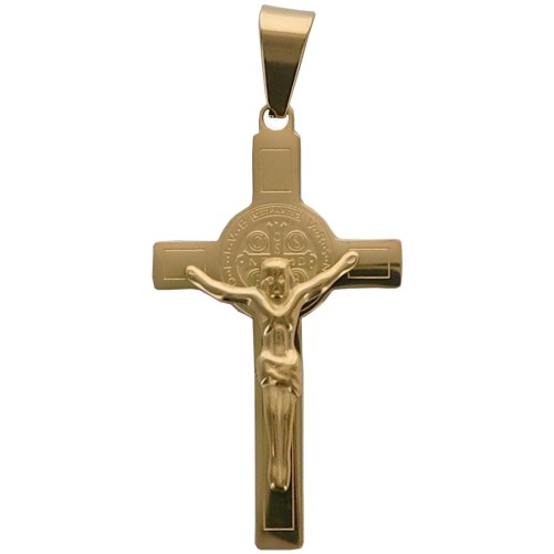 Croix de cou de Saint Benoit en acier inoxydable, H 4.50 cm. Existe de differentes couleurs.