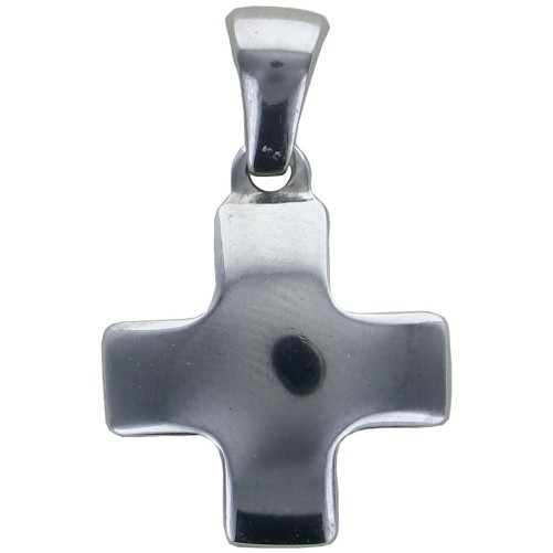 Croix de cou carree et bombee en acier inoxydable, taille 1.5 x 1.5 cm. Existe en differentes couleurs.