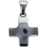 Croix de cou carree et bombee en acier inoxydable, taille 1.5 x 1.5 cm. Existe en differentes couleurs.