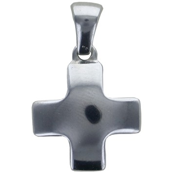 Croix de cou carree et bombee en acier inoxydable, taille 1.5 x 1.5 cm. Existe en differentes couleurs.