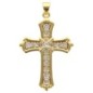 Croix de cou dorée supérieur avec zircons, H. 3.7 cm.