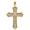 Croix de cou dorée supérieur avec zircons, H. 3.7 cm.