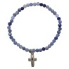 Bracelet sur elastique en pierre naturelle ou synthetique Ø 4 mm avec croix. Plusieurs modeles..