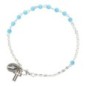 Bracelet sur chaine argentée grains rond en verre Ø 4 mm avec médaille de la Vierge Miraculeuse.