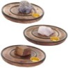 Brule encens en bois pour batonnets ou cones, Ø 10 cm. Existe avec differentes pierres.