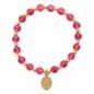 Bracelet sur élastique grains rond en verre Ø 6 mm avec médaille de la V. Miraculeuse de couleur dorée. Différentes couleurs
