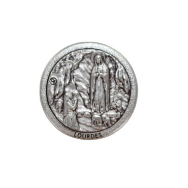 Plaque auto Ø 2,5 cm en métal argenté.