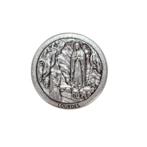 Plaque auto Ø 2,5 cm en métal argenté.