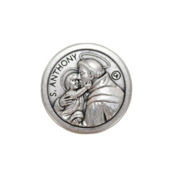 Mini plaque auto Ø 2.5 cm en metal couleur argentee. Plusieurs saints..