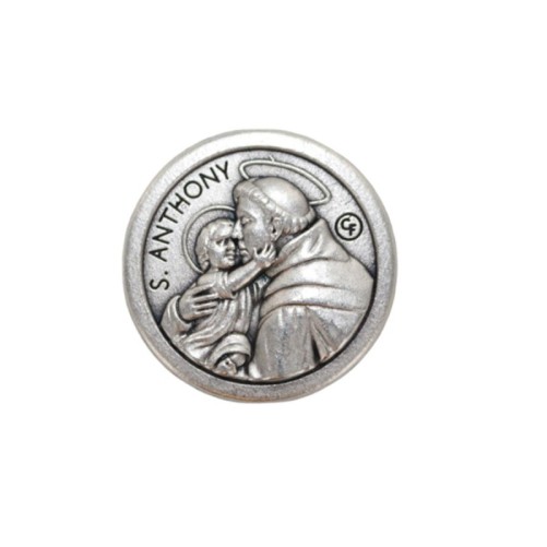 Mini plaque auto Ø 2.5 cm en metal couleur argentee. Plusieurs saints..