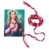 Cordon de Sainte Philomène en laine, L. 120 cm, avec prière, présenté dans une pochette.
