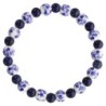 Bracelet sur élastique grains porcelaine et lapis lazuli Ø 8 mm