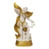 Statue de saint Michel avec balances de la justice, blanche et or, en résine peinte à la main.