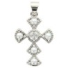 Croix argentée en laiton H. 2.3 cm imitation perle et OZ