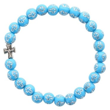 Bracelet sur élastique motif croix, Ø 7 mm. LOT DE 5