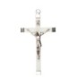 Crucifix métal couleur argentée fluorescent avec Christ métal.