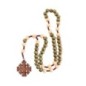 Chapelet sur corde, perles en bois Ø 10 mm, croix de Jérusalem en bois.