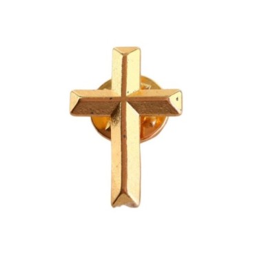 Pin's croix, en métal doré H. 2.5 cm BOITE DE 24