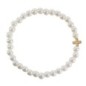 Bracelet sur élastique imitation nacre Ø 5 mm croix laiton doré.
