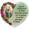 Magnet en résine en forme de coeur H. 6 x 6.5 cm, avec prière pour la maison et résine de diiférents Saints.