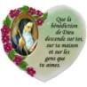 Magnet en résine en forme de coeur H. 6 x 6.5 cm, avec prière pour la maison et résine de diiférents Saints.