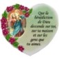 Magnet en résine en forme de coeur H. 6 x 6.5 cm, avec prière pour la maison et résine de diiférents Saints.
