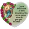 Magnet en résine en forme de coeur H. 6 x 6.5 cm, avec prière pour la maison et résine de diiférents Saints.