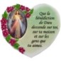 Magnet en résine en forme de coeur H. 6 x 6.5 cm, avec prière pour la maison et résine de diiférents Saints.